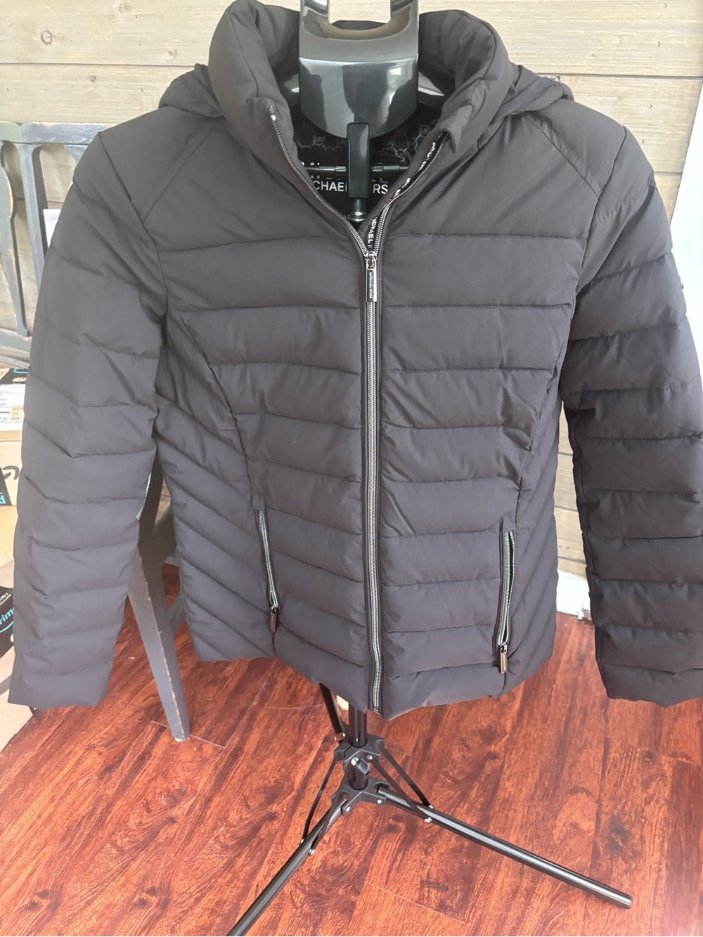 Michael Kors Women’s  Black Quilted Hooded Puffer Jacket